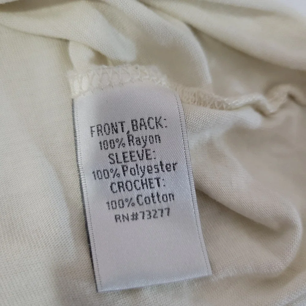 Lauren Conrad Top Womens Small Ivory Sheer Chiffon Sleeve Crochet Lace Collar